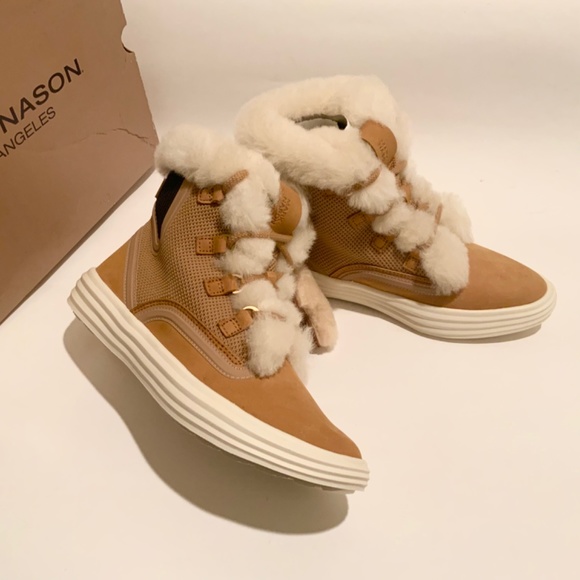 Mark Nason Los Angeles Shogun Genuine Sheep Shearling Fur Tan Suede Boots 6.5 - Picture 6 of 10